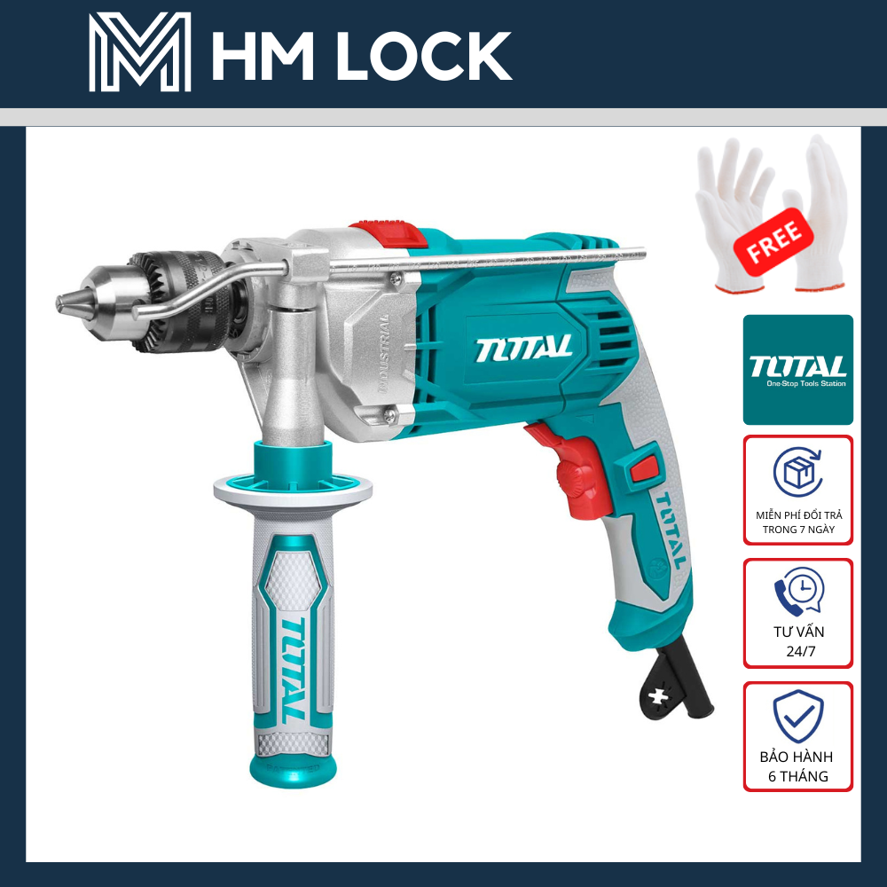 Máy khoan búa động lực 13mm total 1010w - tặng bộ 5 mũi khoan - bh 6 tháng - tg111136e - hm lock
