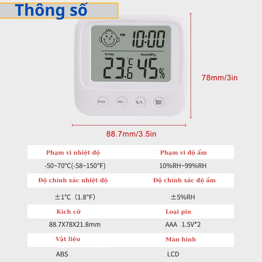 Nhiệt ẩm kế đo nhiệt độ và độ ẩm trong phòng