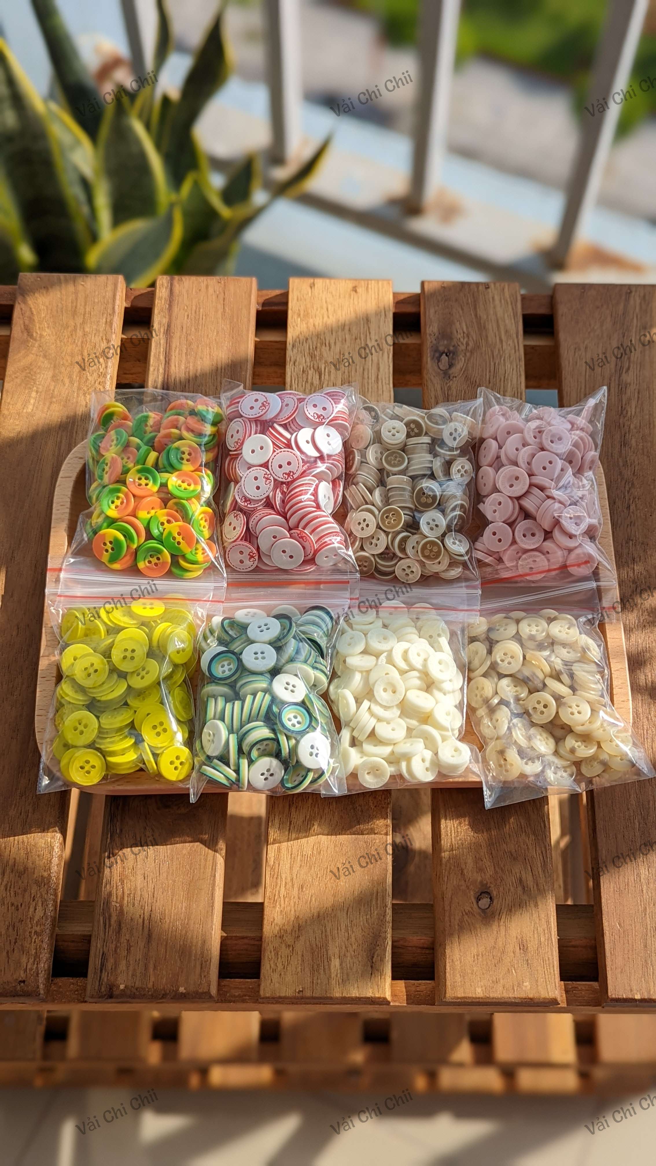20 Cúc gỗ dừa (Nút gỗ dừa) 4 lỗ trang trí Vintage