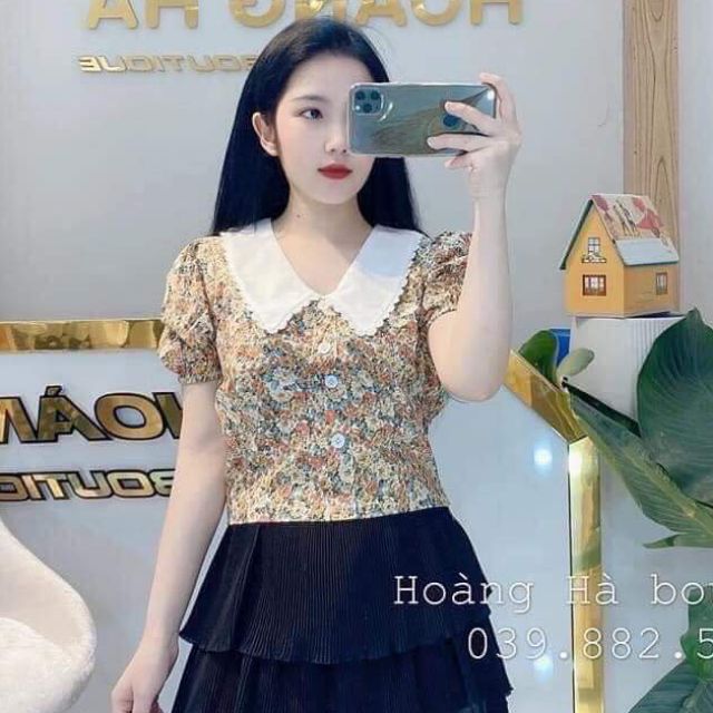 Áo Sơ Mi Nữ Ngắn Tay Hoa Nhí [ Ảnh thật_ Sẵn Hàng