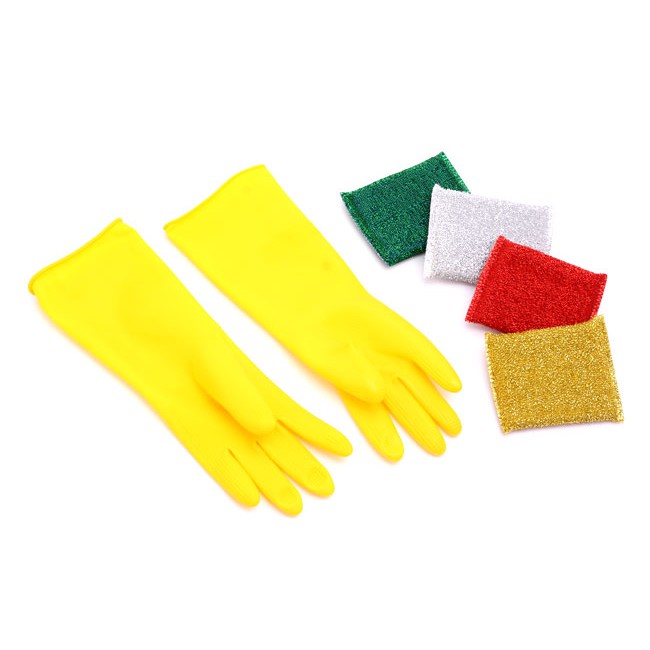 Combo Bao tay nhựa và 4 miếng rửa chén