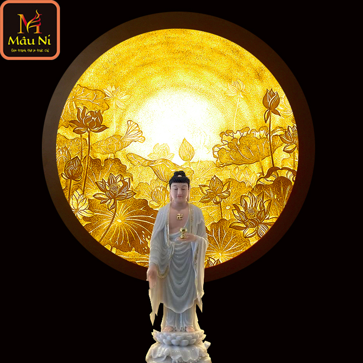 ĐÈN THỜ Hào Quang In Tranh Trúc Chỉ - Đường Kính 30cm , Bàn Thờ Treo, bàn thờ gia tiên, bàn thờ treo tường, bàn thờ phật, bàn thờ thần tài, bàn thờ thần linh, tủ thờ, bàn thờ thổ công, bàn thờ đẹp, bàn thờ gỗ