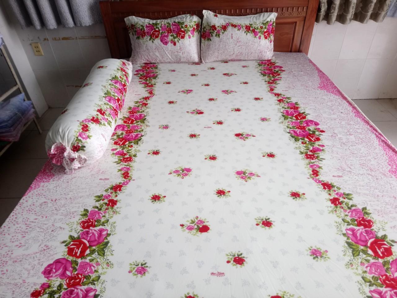 Bộ dra thun lạnh hàn quốc 1m6 x 2m ( gồm 1 ga + 3 áo gối)