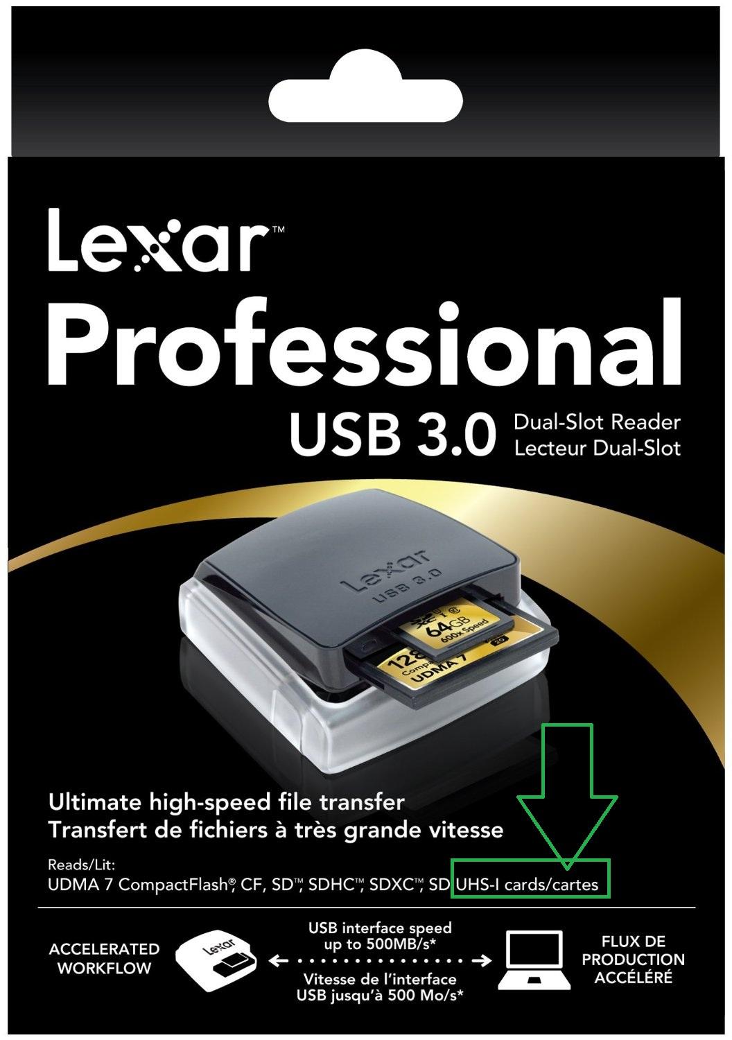 [HCM]ĐẦU ĐỌC THẺ LEXAR CARD READER 3.0 DUAL-SLOT READER UHS-I AND UHS-II