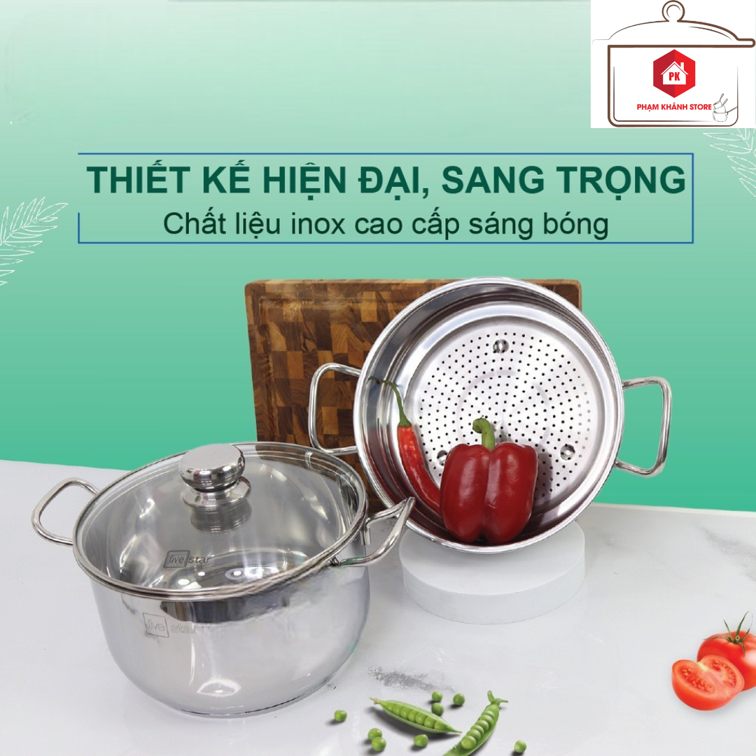 Bộ Nồi Xửng Hấp 3 Đáy Fivestar 26cm