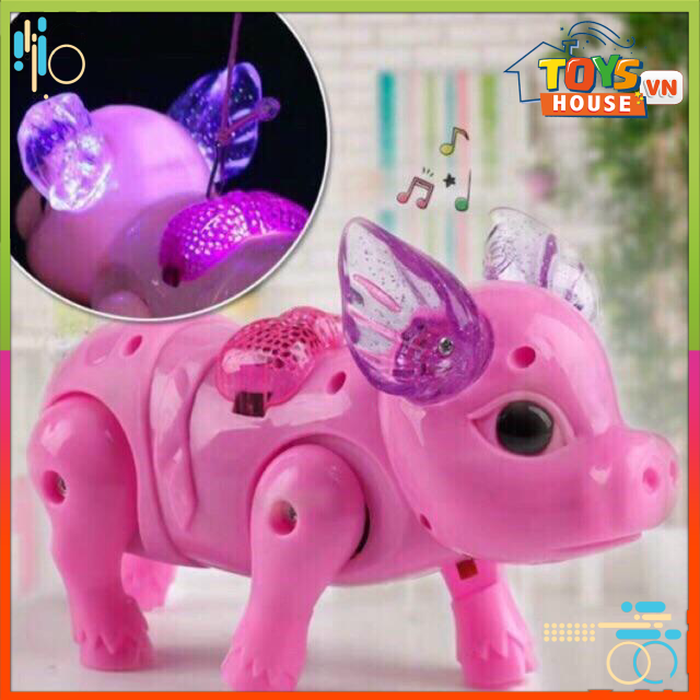 ( FREE SHIP - MUA 1 TẶNG 1 ) Đồ chơi chú HEO ( Lợn) biết đi có dây dắt ( chạy pin )