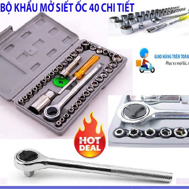 Bộ khẩu mở siết ốc, bugi40chi tiết