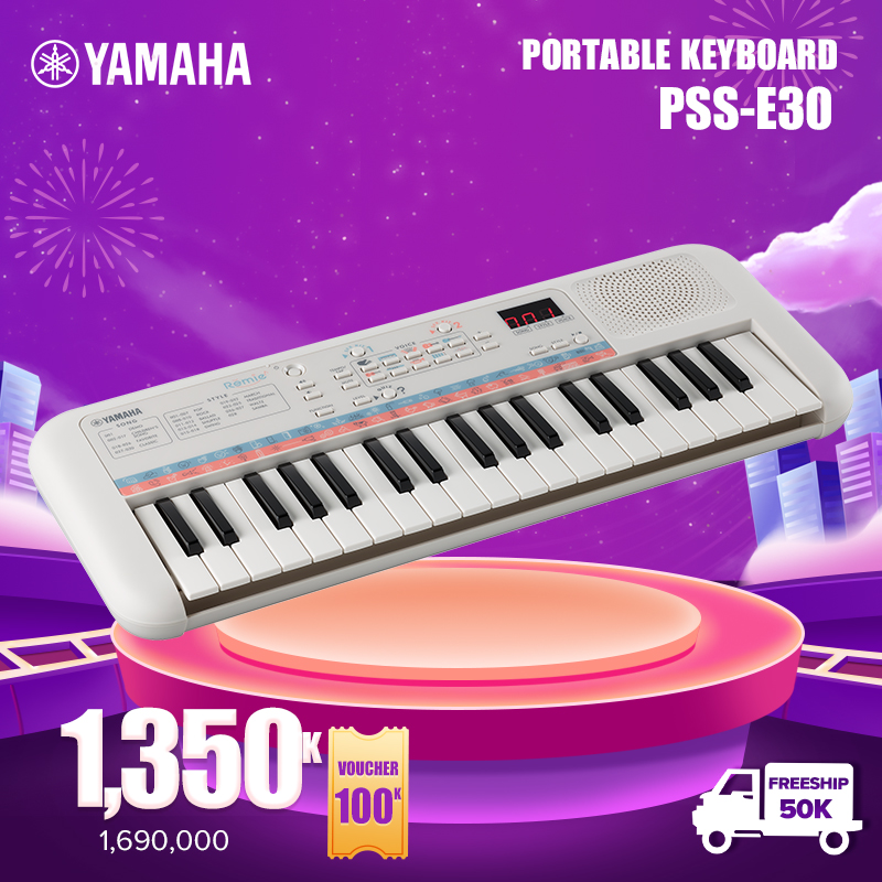 Đàn organ điện tử Yamaha cho trẻ em PSS-E30 - Bàn phím mini - 47 Tiếng nhạc - 28 Kiểu nhạc đệm - 74 Hiệu ứng âm thanh - Chế độ đố vui - Bảo hành chính hãng 12 tháng
