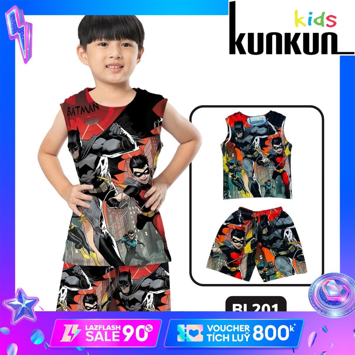 Bộ quần áo thun ba lổ Bé trai In 3D Hình Batman Running BL201