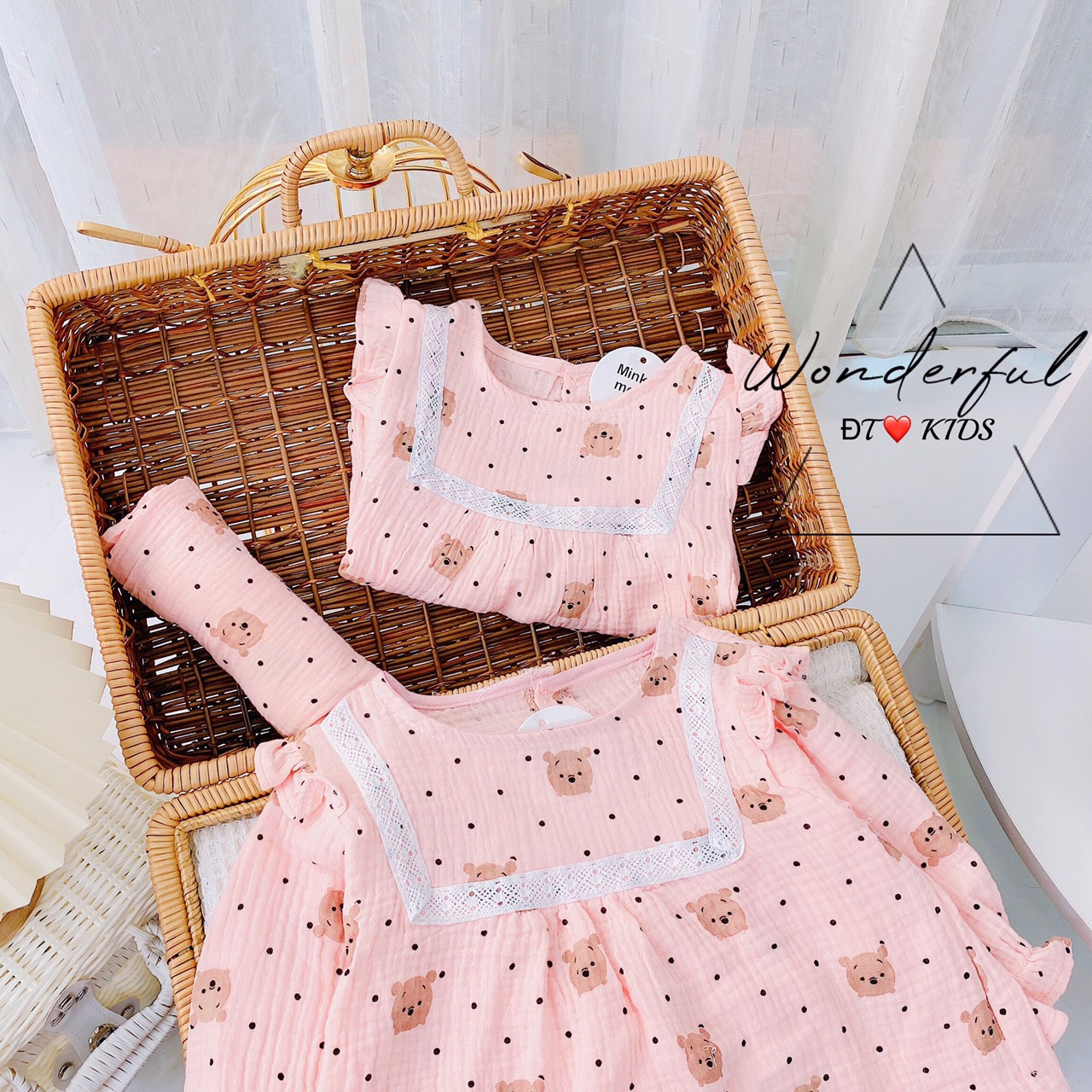 bộ xô muslin cao cấp bé gái