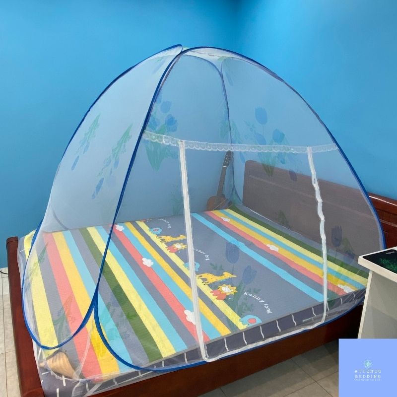 Mùng-Màn chụp tự bung |Mùng chụp bung Gia Linh cao cấp hàng xuất khẩu size rộng(1m2;1m6;1m8;2m2) Dài 2m Cao 1m60