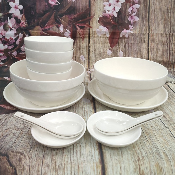 [HCM]bộ chén tô dĩa sứ trắng - bộ chén tô dĩa sứ trắng