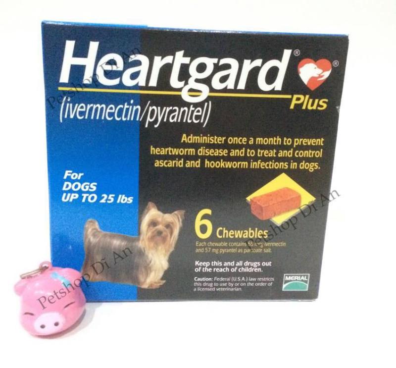 Hộp 06 viên nhai Heartgard Plus phòng & trị giun tim, giun đũa, giun móc cho chó <11.5kg