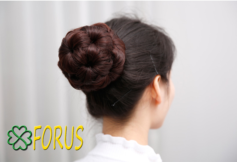 Tóc giả búi hoa B02 💖FREESHIP💖 búi hoa kẹp, tóc búi hoa, tóc giả nữ búi hoa trà
