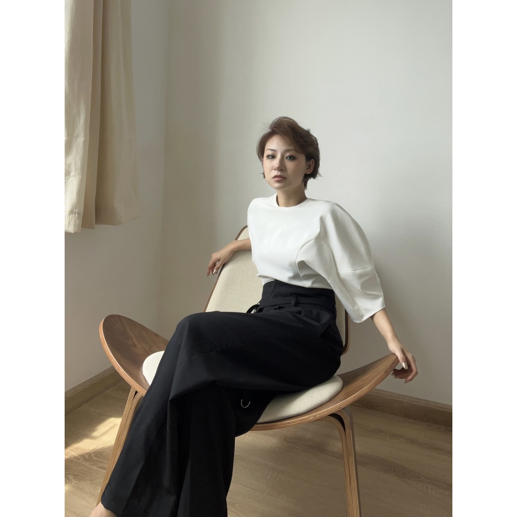 MARE - QUẦN SUÔNG CẠP CAO MÀU ĐEN EDIN TROUSER