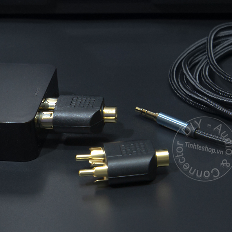 Đầu đổi 3.5mm cái sang 2 đầu hoa sen AV đực - 3.5mm ra 2AV 1 chiếc