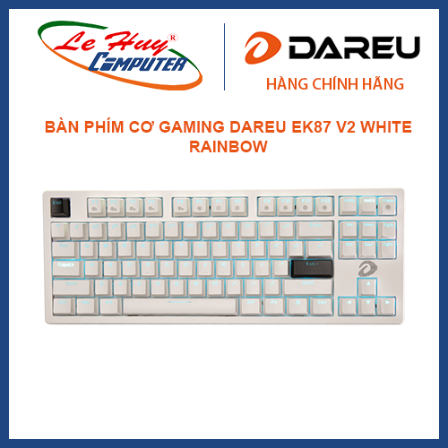 Bàn phím cơ dareu ek87 v2 white led rainbow