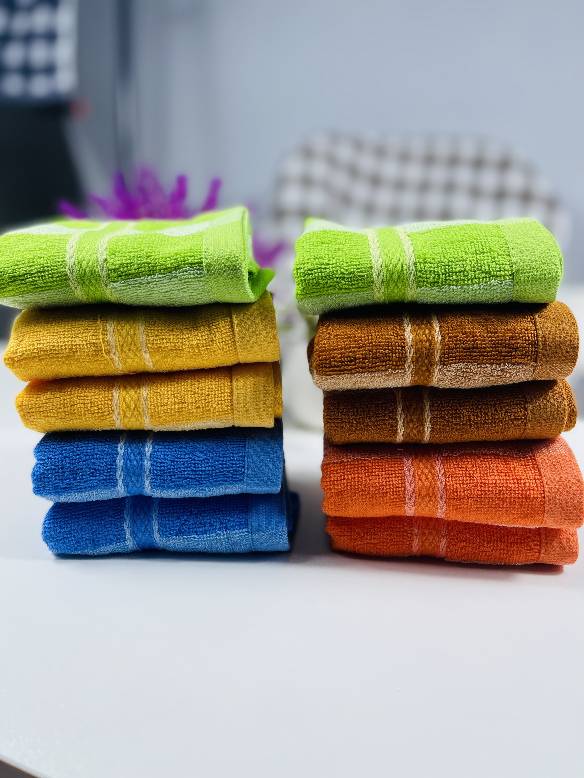 Khăn mặt kẻ sọc cotton tân thịnh, kt 30x50cm