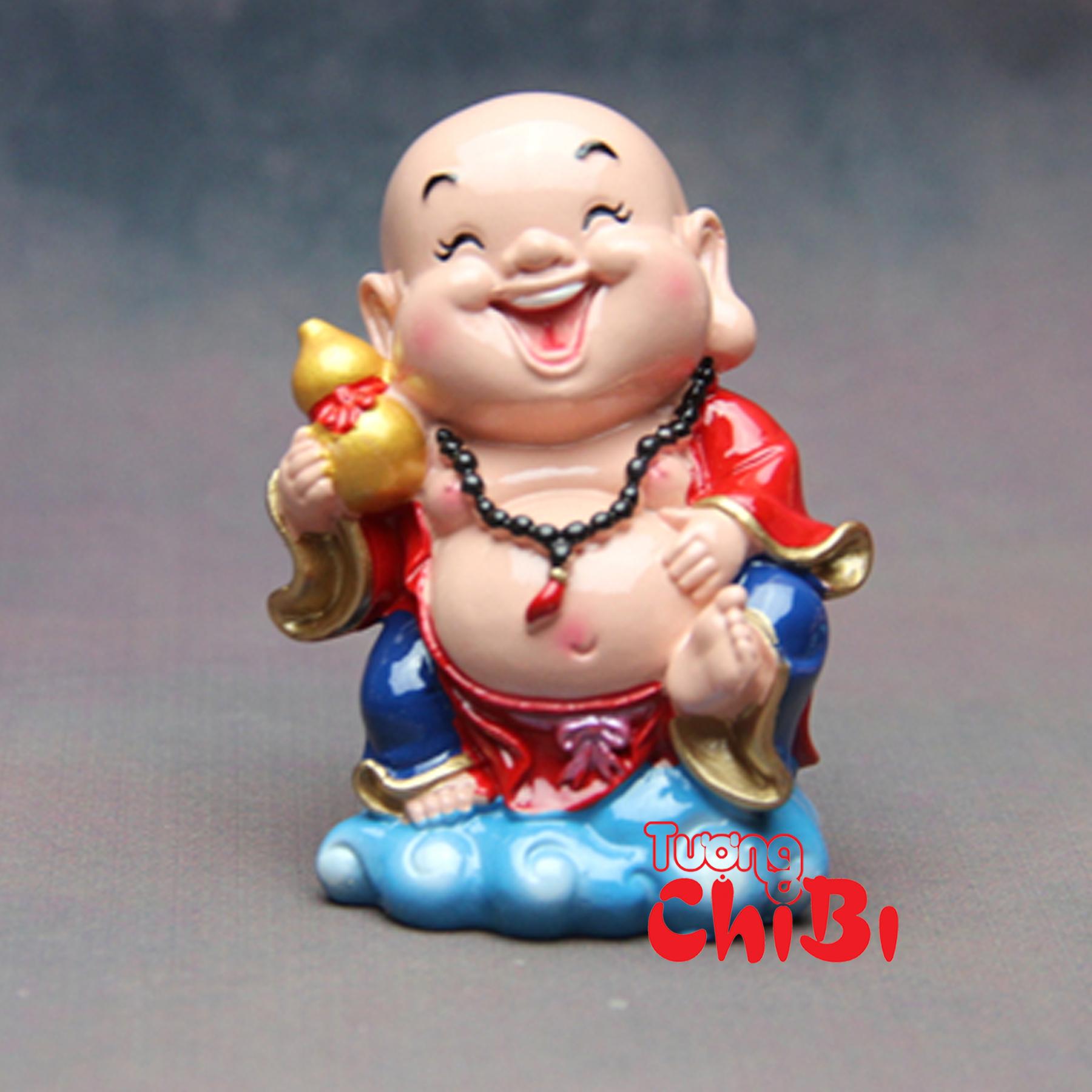 [HCM]TƯỢNG CHIBI PHẬT DI LẶC  CẦM HỒ LÔ VÀNG 7.5CM