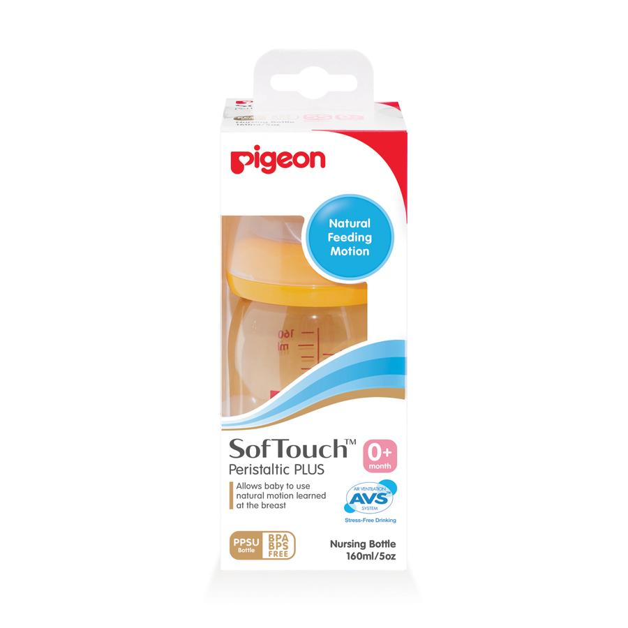 Bộ cặp Bình sữa Pigeon nhựa PPSU CỔ RỘNG 160ml - binh sua