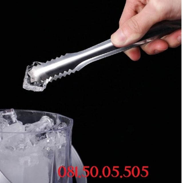 Kẹp inox gắp thức ăn, gắp chanh, gắp đào, gắp hoa quả, gắp đá, gắp đồ decor - Kẹp Gắp Đá - Thịt Nướng Răng Cưa
