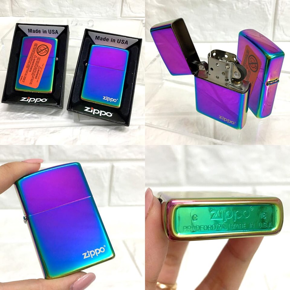 [ FULL BOX ] BẬT LỬA ZIPPO MỸ TRƠN BÓNG (CÓ TEM ĐỎ) - (XÀI XĂNG) #7 MÀU