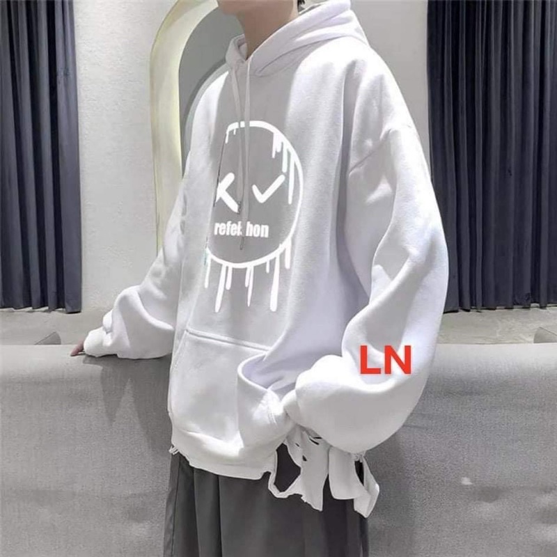 Áo hoodie phản quang mặt cười chảy DA6
