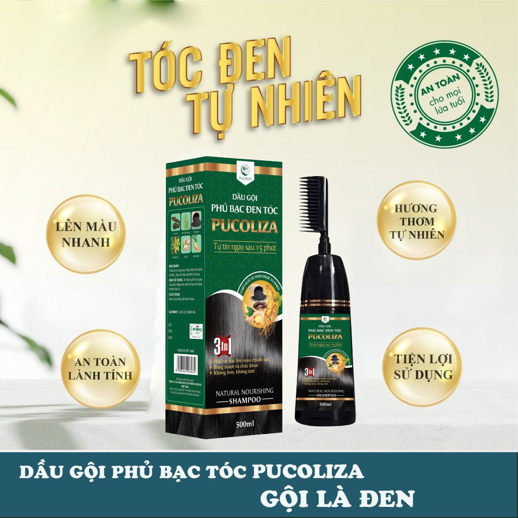 Dầu gội nhuộm tóc bạc, nâu thảo dược PUCOLIZA/HAMIKO