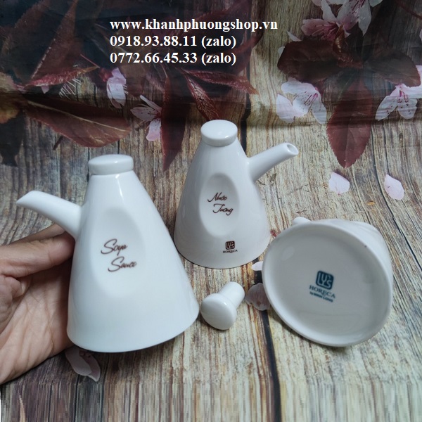 bình đựng nước tương sứ Minh Long - bình đựng nước tương
