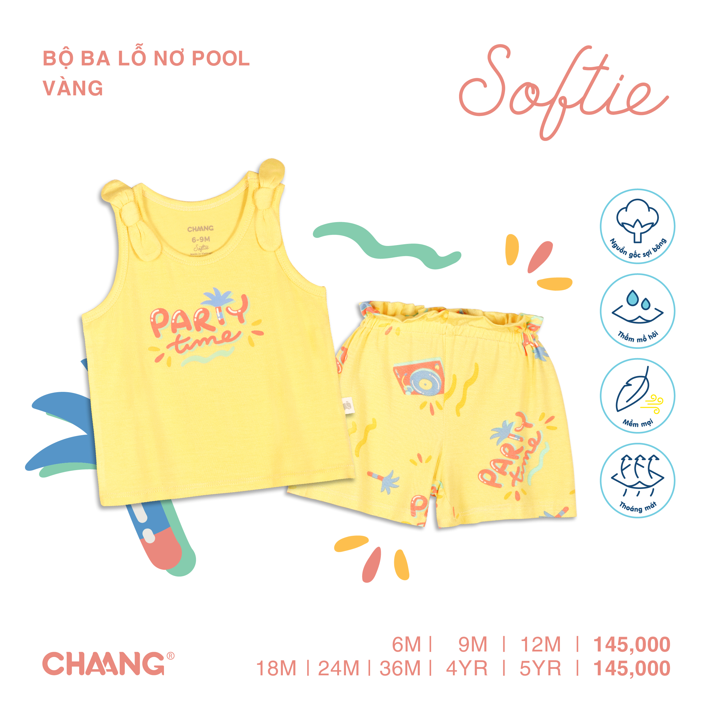 [CHAANG] Bộ ba lỗ nơ bé gái Pool Chaang