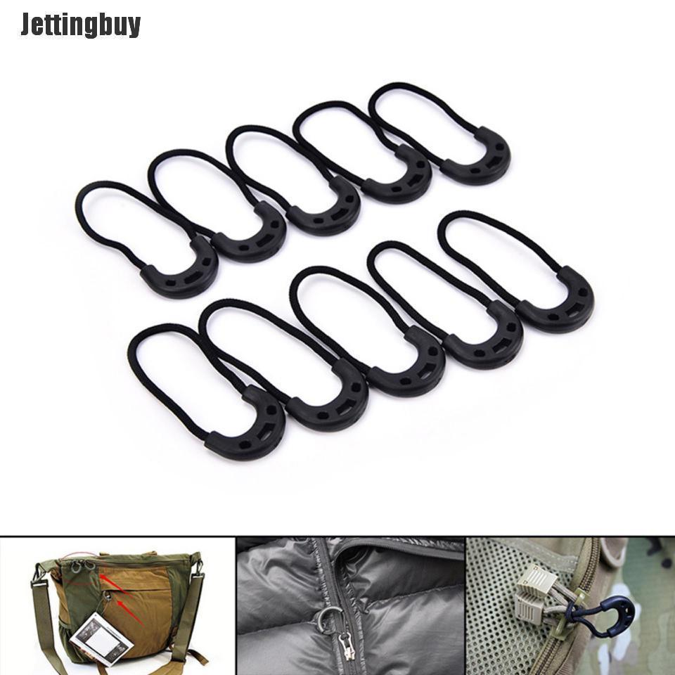 Jettingbuy 10pcs EDC Black Zip Zipper Pulls Cord Rope For Outdoor Travel Clothing Backpack Black
