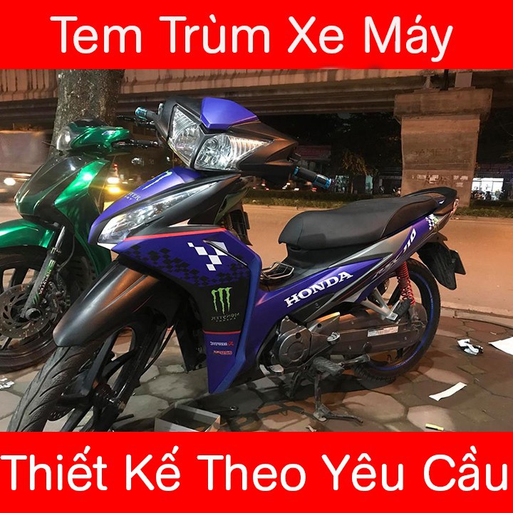 Tem trùm xe wave rsx xanh đen xám monster - Độ dán team trùm decal xe máy wave rsx xanh đen xám monster - Team trùm decal xe máy wave rẻ đẹp và chất
