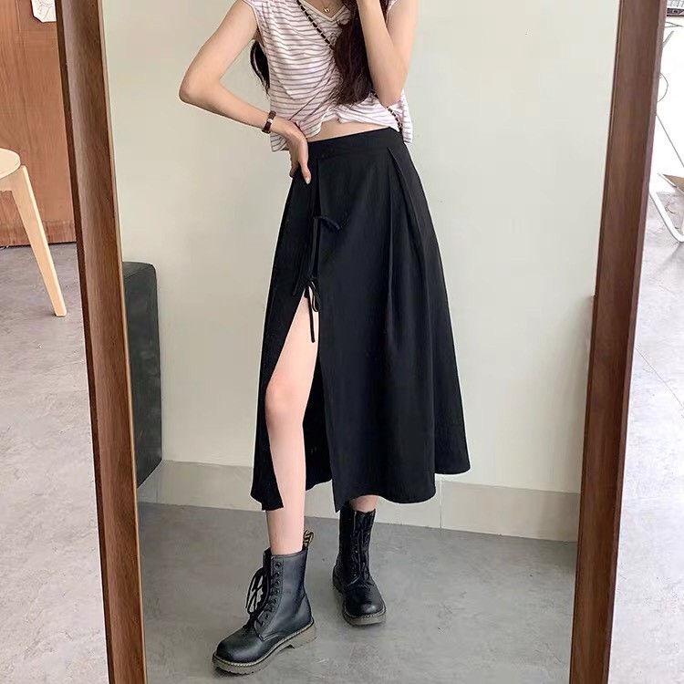 Chân Váy Midi Nữ Xẻ Tà Cá Tính, Chân Váy  M345
