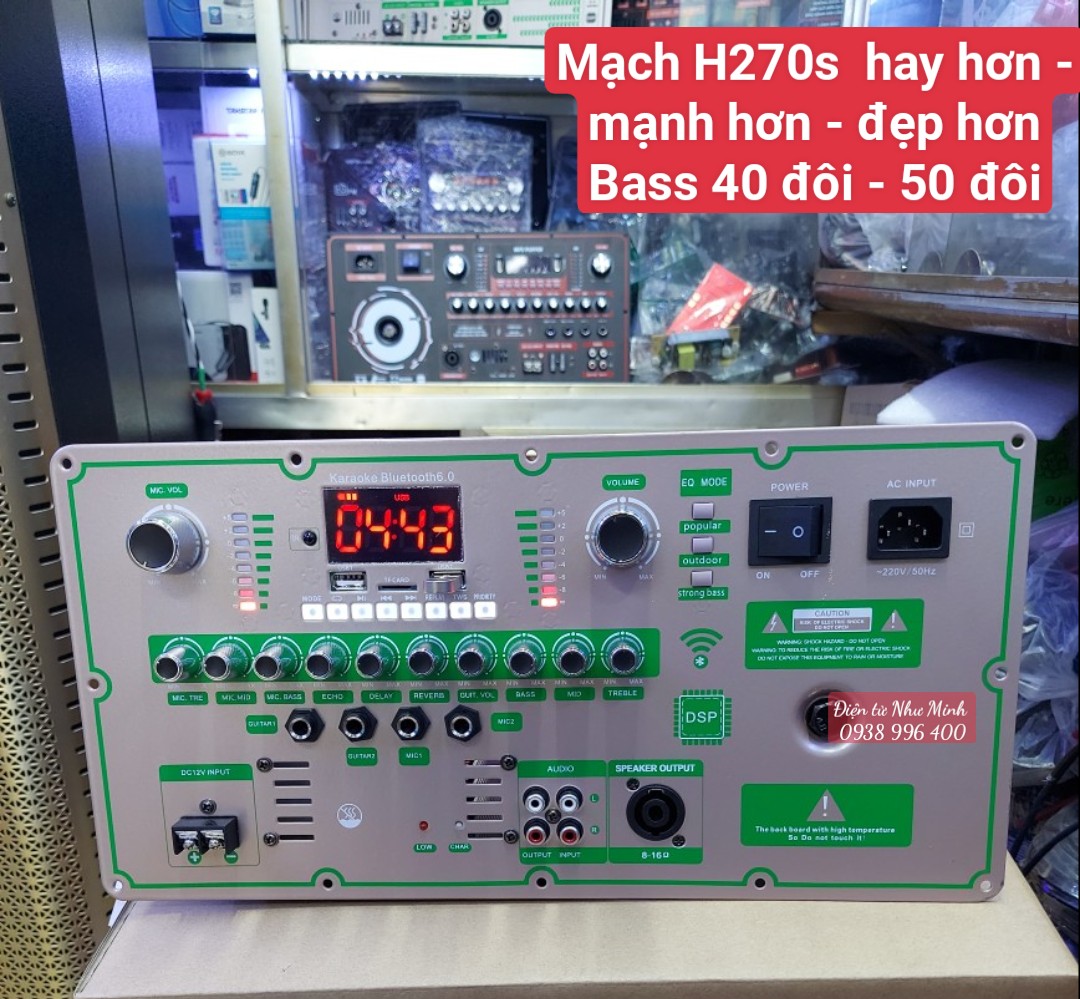 Mạch loa kéo dsp reverb h270s âm thanh cực hay - thùng bass 4 tấc đôi 5 tấc đôi