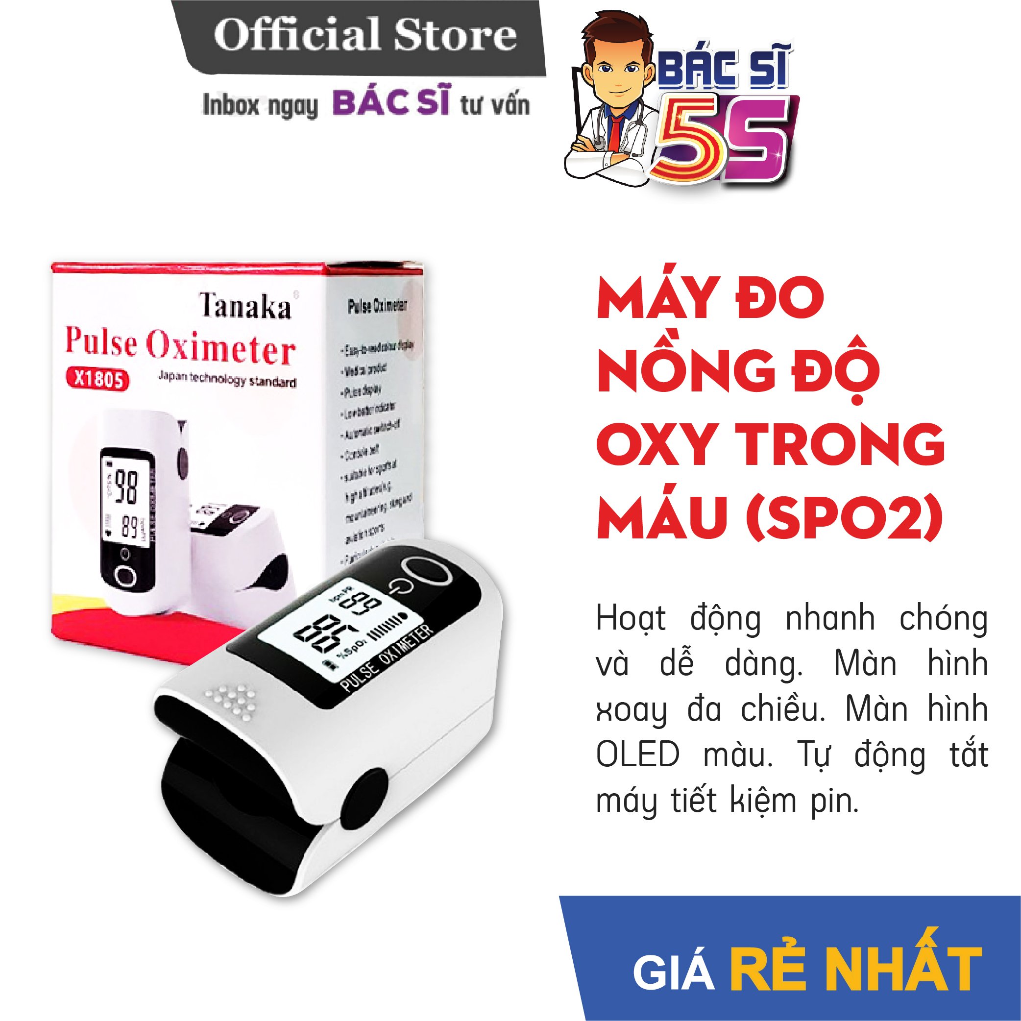Máy đo nồng độ oxy trong Máu (SPO2), đo nhịp tim