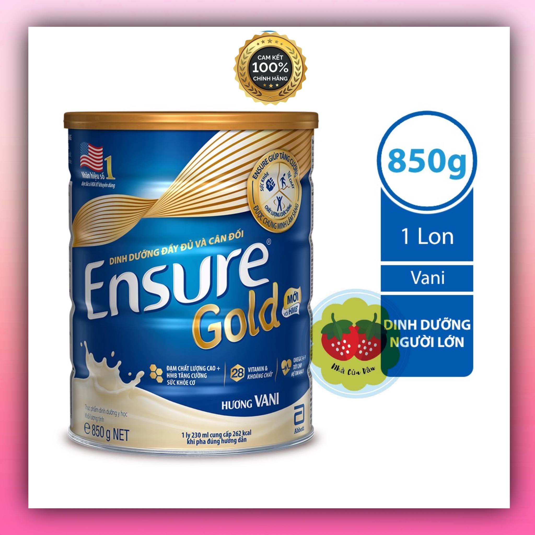 Sữa Bột Ensure Gold hương VANI 850gr(Date 06-2024)