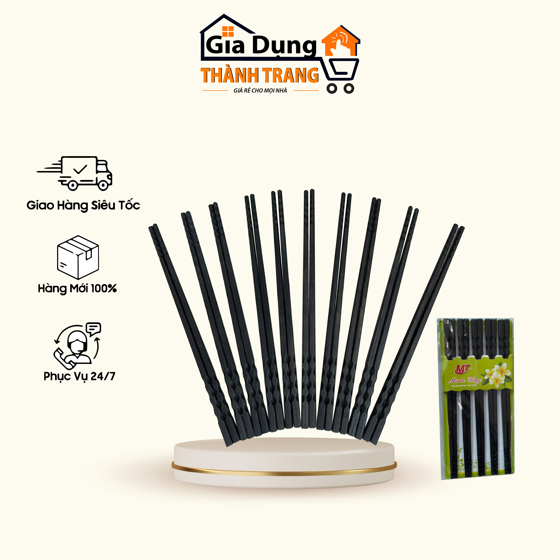Bộ 10 đôi đũa nhựa - đũa ăn chịu nhiệt kháng khuẩn kiểu Nhật chống trơn phong cách trang nhã GD139