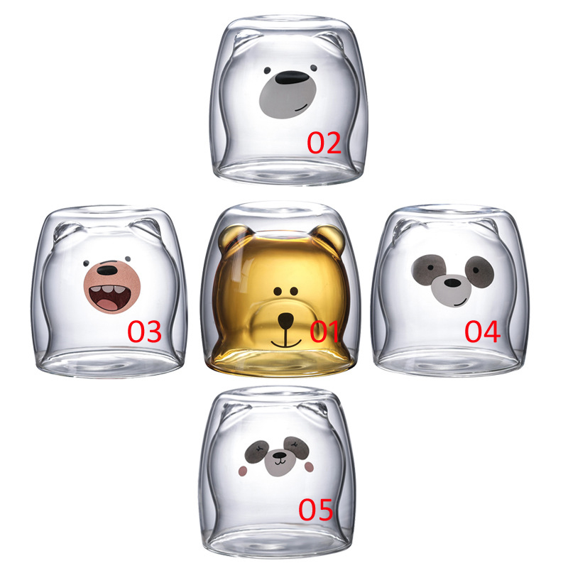 Ly gấu thủy tinh 2 lớp dễ thương