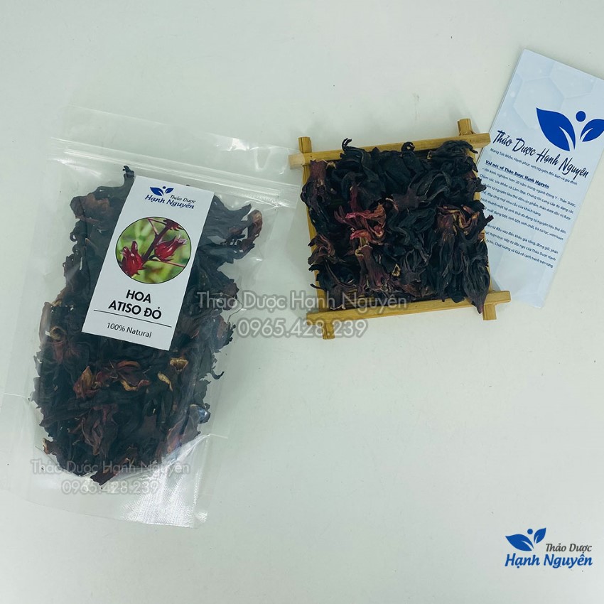 Hoa atiso đỏ 100g, hoa bụp giấm, hibicus, nguyên nụ, dùng pha trà, làm siro, thanh nhiệt, giải khát