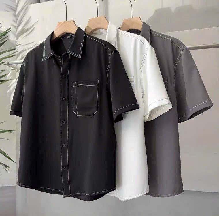 Áo sơ mi nam tay lỡ form rộng chất lụa
