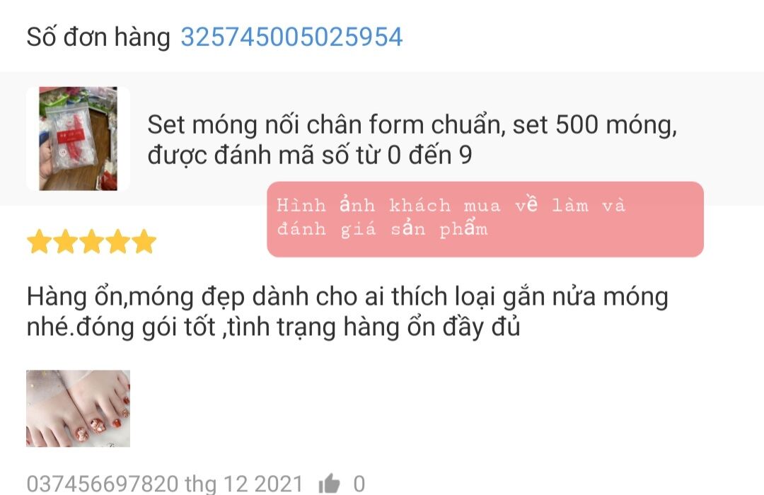 [HCM]Set móng nối chân form Hàn - set 500 móng được đánh mã số từ 0 đến 9