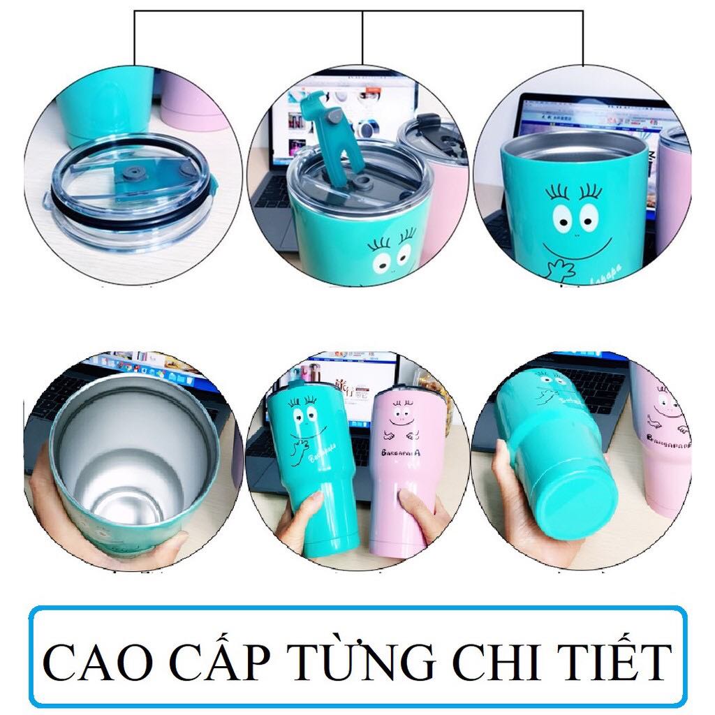 LY GIỮ NHIỆT HÌNH MÈO KITTY, DOREMON, GẤU CHÓ ... 900ML INOX 304 KHÔNG GỈ KÈM TÚI TREO CAO CẤP + BỘ ỐNG HÚT CỌ RỬA NẮP CHỐNG TRÀN