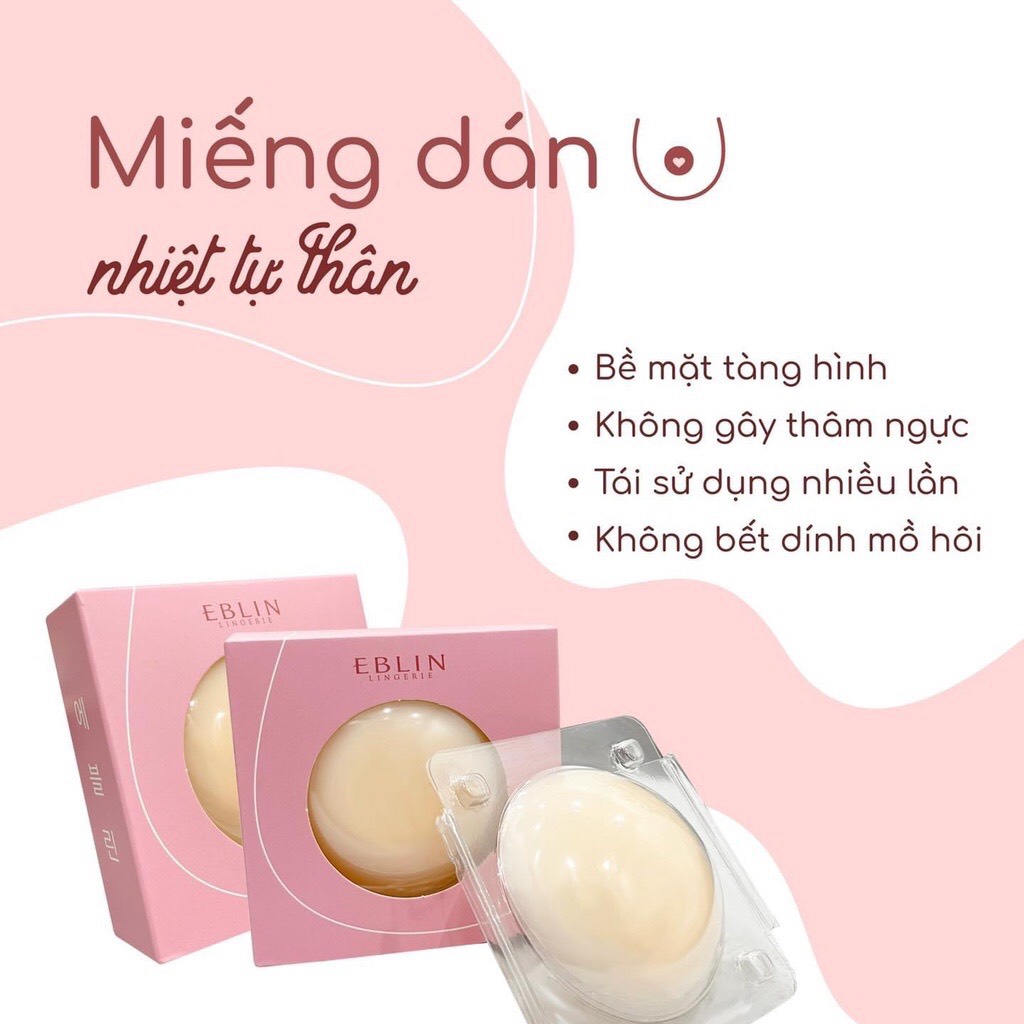 Miếng dán ngực silicon nhiệt tự thân EBLIN dán ti siêu mỏng ôm khít
