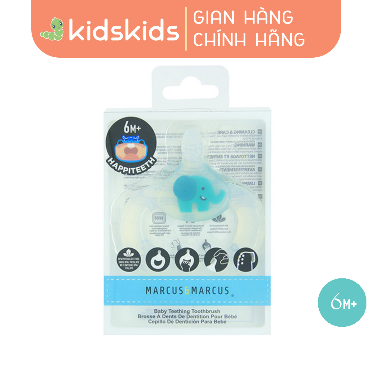 Bàn chải đánh răng kiêm gặm nướu silicon cho bé Marcus & Marcus, từ 6 tháng - Ollie