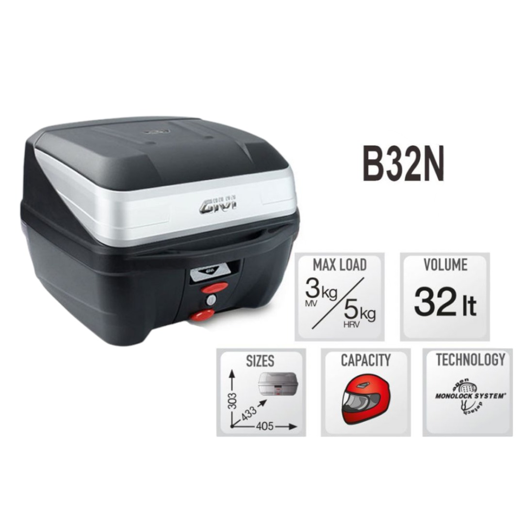 Thùng GIVI B32N Monolock 32Lít + ĐẾ MP60NP