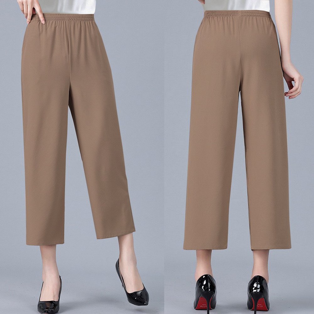 Goti-middle-aged female trousers high waist elastic stretchy light multi-size multi-color mother gift 3q39