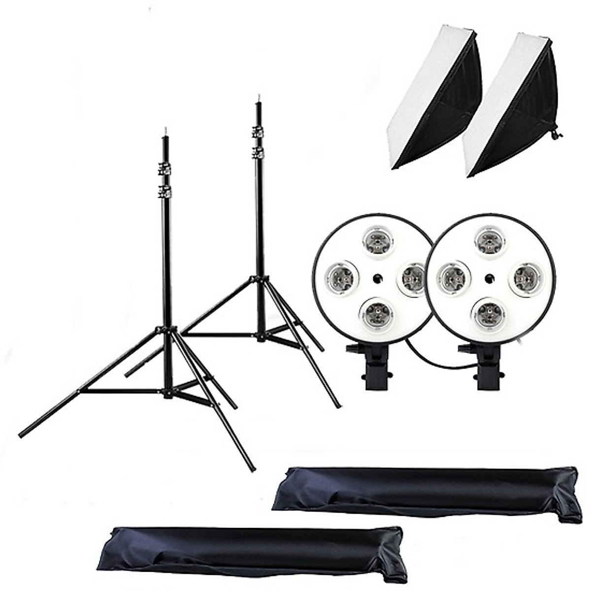 [HCM]02 Softbox quay phim đuôi Sứ 4 chuôi 50x70cm - 02 Chân đèn 2m (không bao gồm đèn)