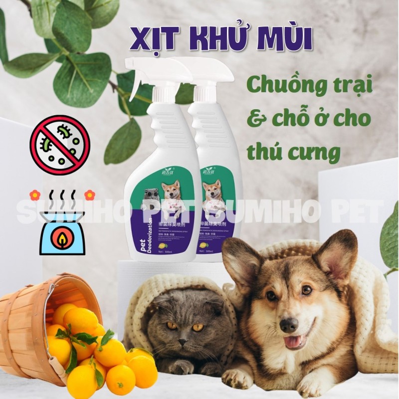 Chai xịt khử mùi chuồng trại và chỗ ở cho thú cưng Borammy (Chai 500ml)