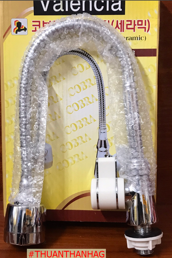 Vòi rửa chén hàn quốc valencia 318 ống lò xo xoay 360 độ kèm đầu vòi tăng áp 2 chế độ
