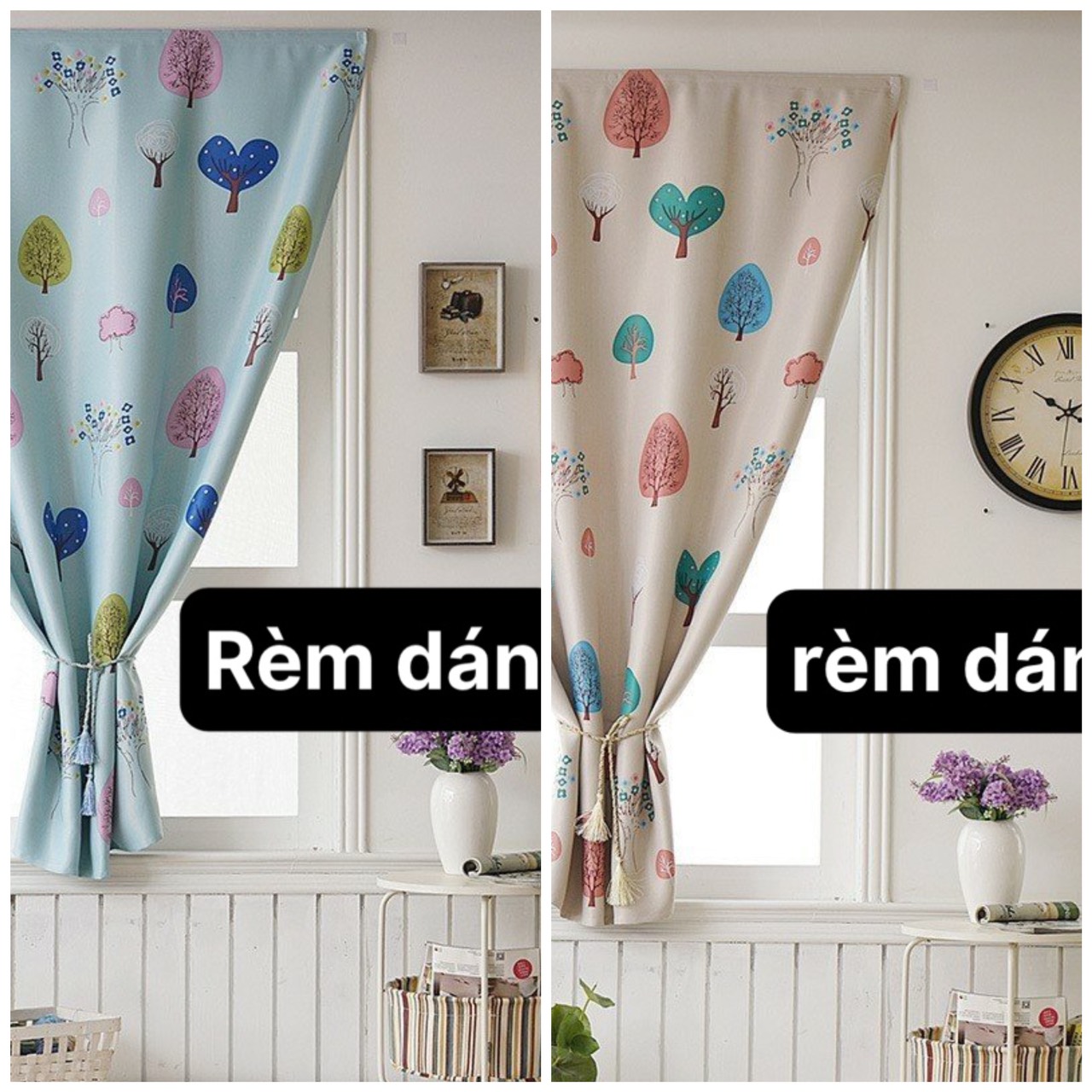 Rèm vải treo cửa chống nắng tốt 99% rèm cửa trang trí HÌNH CÂY TRÁI TIM PR008